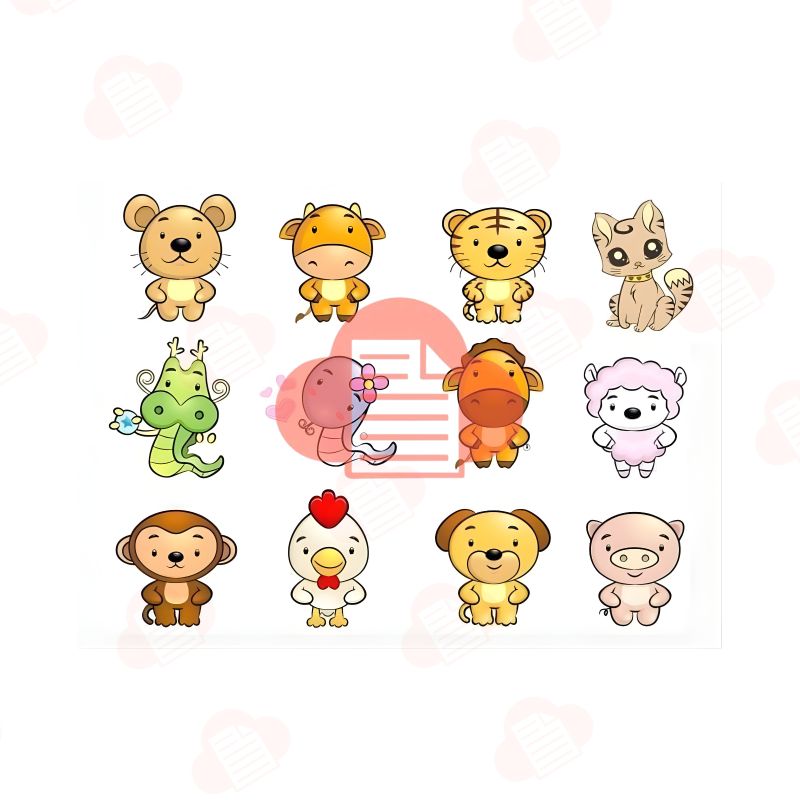 BST 12 Con Giáp Vector Độc Đáo Đa Dạng File Miễn Phí 12 con giap vector taitailieu 12