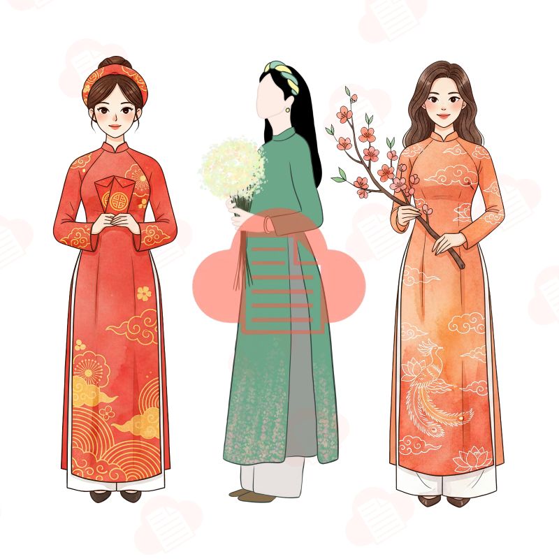 BST Áo Dài Vector Đa Dạng File PNG, JPG, AI, PDF Miễn Phí ao dai vector 6