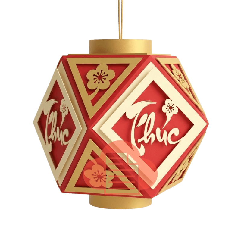 Mẫu lồng đèn bánh ú vector 3D