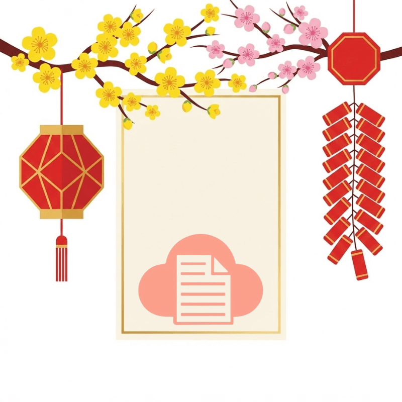 Mẫu vector lồng đèn tết trang trí hoa mai tả thực