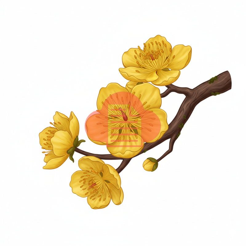 Download 50 Ảnh Hoa Tết Vector: Mai, Đào, Tầm Xuân Đẹp 2026 Hình cành hoa mai vector chân thật