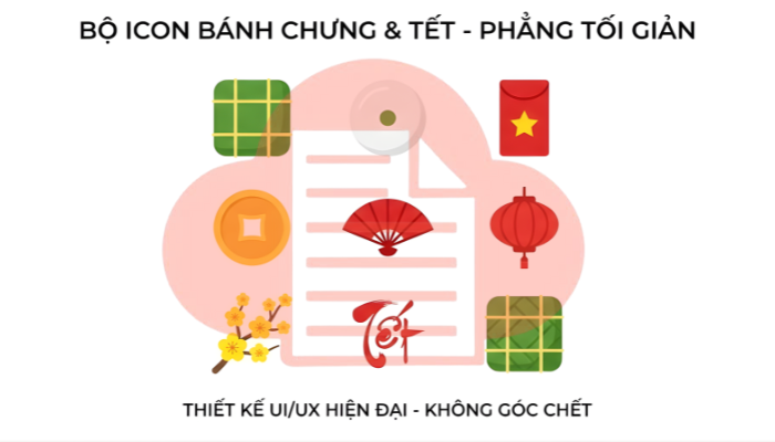 Bộ icon thiết kế vector bánh chưng Tết