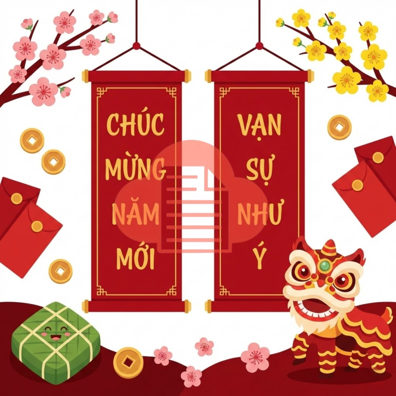 Bộ Sưu Tập 99+ Mẫu Câu Đối Tết Vector 2026 Tải Miễn Phí Mẫu vector câu đối Tết "Vạn sự như ý"
