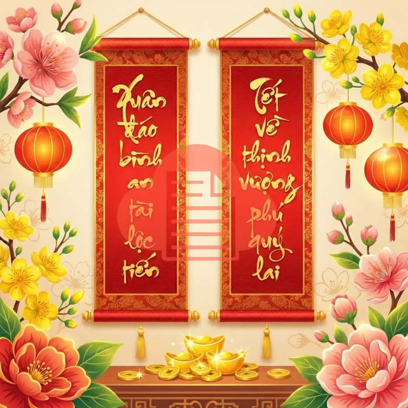 Bộ Sưu Tập 99+ Mẫu Câu Đối Tết Vector 2026 Tải Miễn Phí Câu đối thư pháp vector Tết "Tài lộc"
