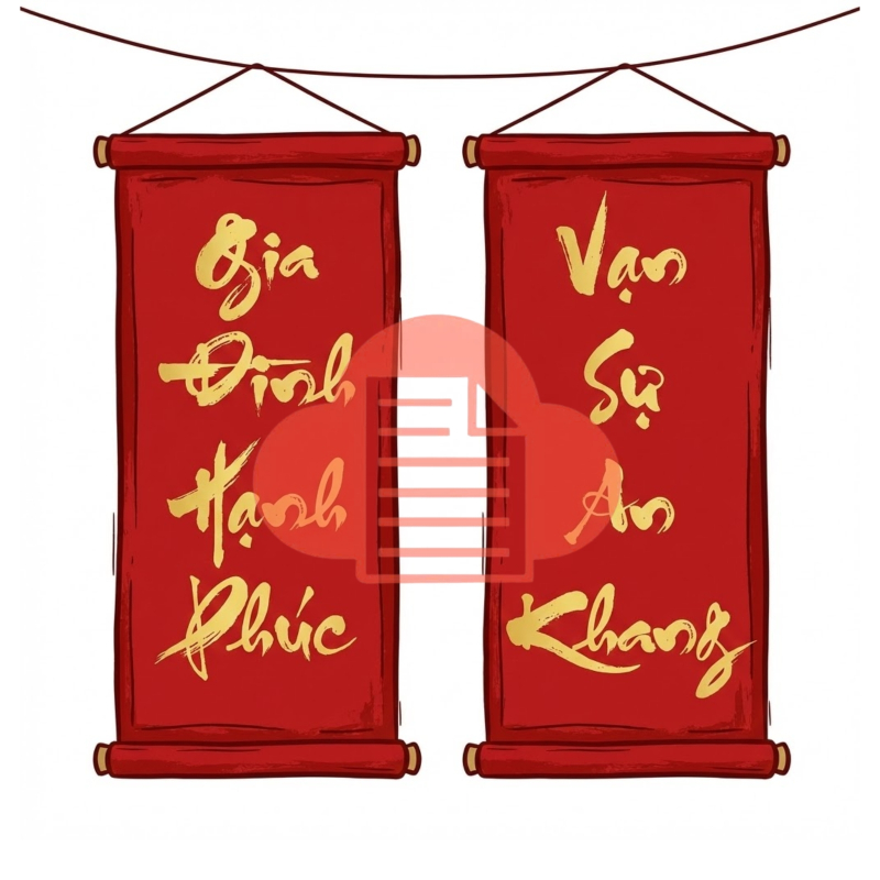 Bộ Sưu Tập 99+ Mẫu Câu Đối Tết Vector 2026 Tải Miễn Phí Mẫu vector câu đối Tết "Hạnh phúc - An khang"