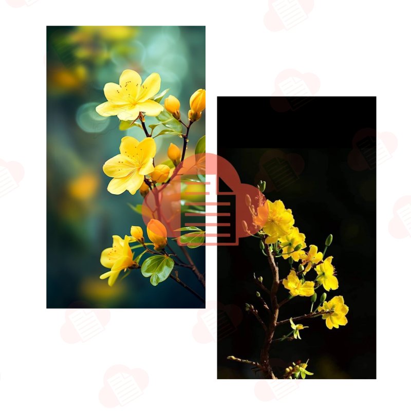 Bộ File Hình Ảnh Cành Cánh Hoa Mai Vàng Vector Ngày Tết Miễn Phí (AI, Corel, PNG) hoa mai vector 11
