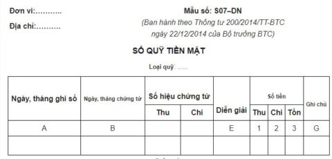 Tải Mẫu Sổ Quỹ Tiền Mặt Excel Mới Nhất Theo Thông Tư 200, 133, 107 file so quy tien mat 3