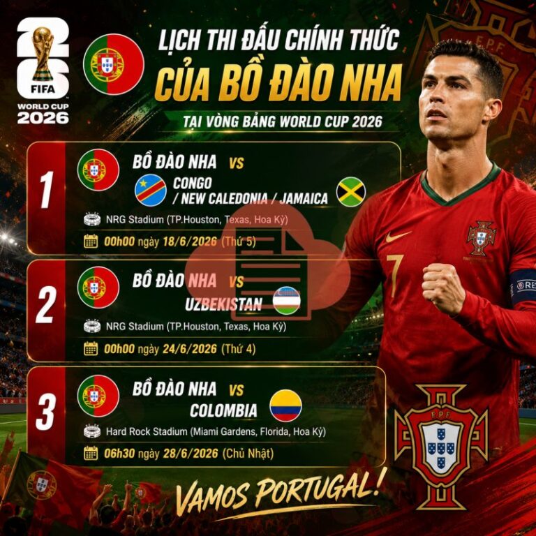 Lịch Thi Đấu Bồ Đào Nha World Cup 2026 Mới Nhất Theo Giờ Việt Nam lich thi dau bo dao nha