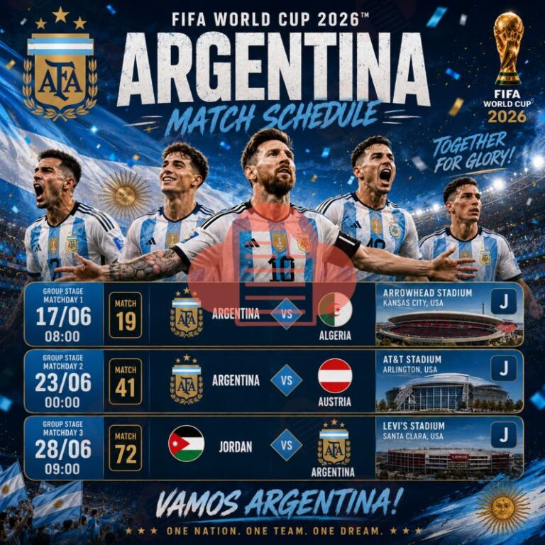 Lịch Thi Đấu Argentina World Cup 2026 Mới Nhất Theo Giờ Việt Nam lich thi dau vong loai argentina world cup 2026 2